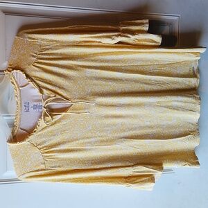 Croft & Barrow 3/4 Bell Sleeve Tunic Yellow And White Size XL